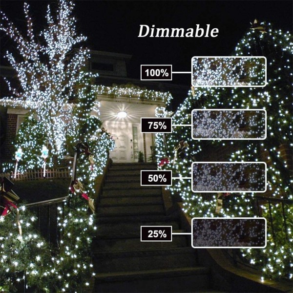 Geemoo Christmas Fairy Lights Mains Powered, 66ft/20M 200 LED String Lights Plug in with Remote Control & Timer, 8 Modes for Bedroom Indoor Outdoor Garden Christmas Xmas Tree Decorations (White)