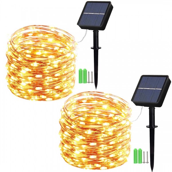 Solar Fairy Lights Outdoor Garden - Geemoo 2 Pack ...