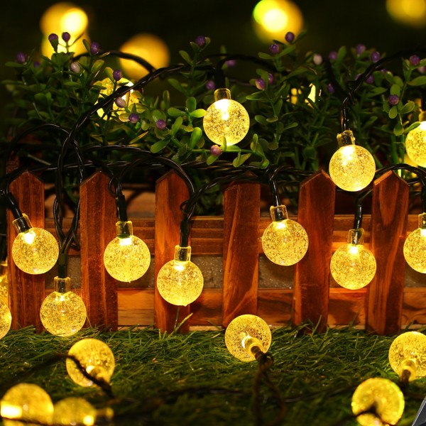 Solar Lights Outdoor Garden, Geemoo 36ft Solar Fairy Lights Outdoor, 60 LED Crystal Ball, Waterproof Solar Fairy Lights for Garden Party Decorations, Warm White