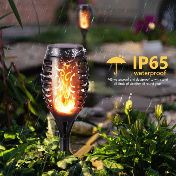 Geemoo Solar Lights Outdoor, 6 Pcs Solar Flickering Flame Lights Waterrproof Sunlight Powered Torch Lights for Garden Patio Driveway Pathway Lighting