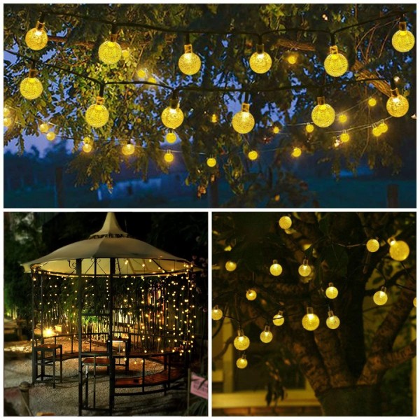Solar Lights Outdoor Garden, Geemoo 36ft Solar Fairy Lights Outdoor, 60 LED Crystal Ball, Waterproof Solar Fairy Lights for Garden Party Decorations, Warm White