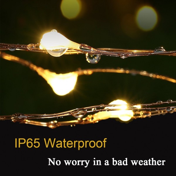 Solar Fairy Lights Outdoor Garden - Geemoo 2 Pack Copper Wire String Lights 300 LED 30m/98ft in Total, 8 Modes Waterproof Solar Powered Lights for Garden Party Outside Decorations