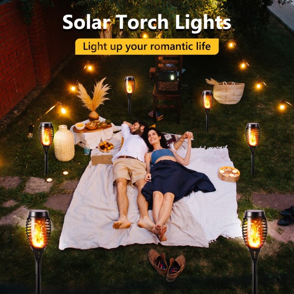 Geemoo Solar Lights Outdoor, 6 Pcs Solar Flickering Flame Lights Waterrproof Sunlight Powered Torch Lights for Garden Patio Driveway Pathway Lighting