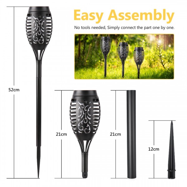Geemoo Solar Lights Outdoor, 6 Pcs Solar Flickering Flame Lights Waterrproof Sunlight Powered Torch Lights for Garden Patio Driveway Pathway Lighting